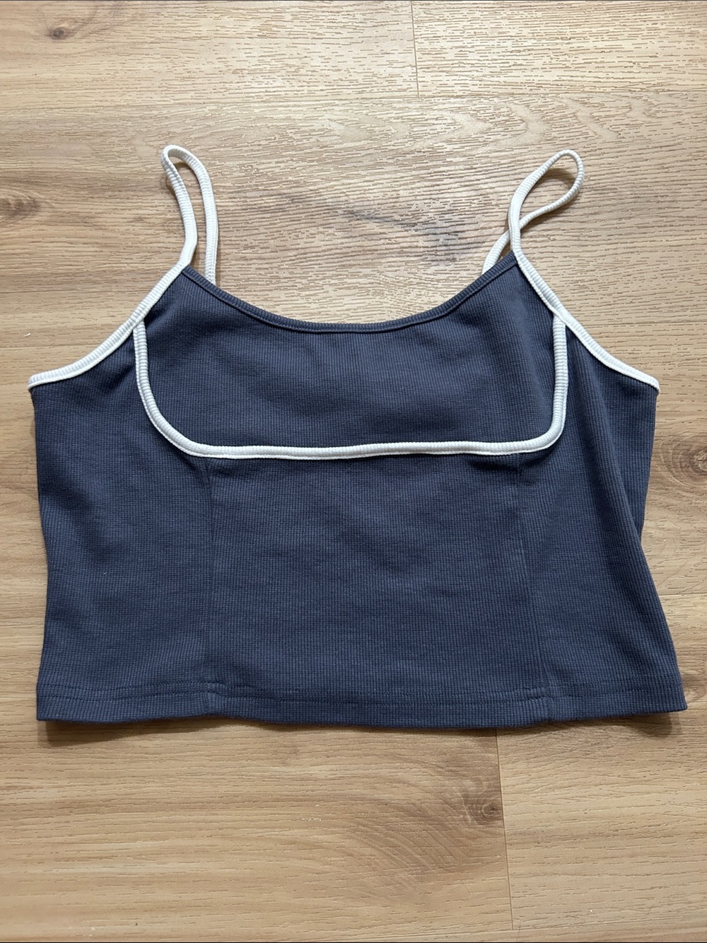 Women’s Navy Blue Ribbed Contrast-Trim Camisole